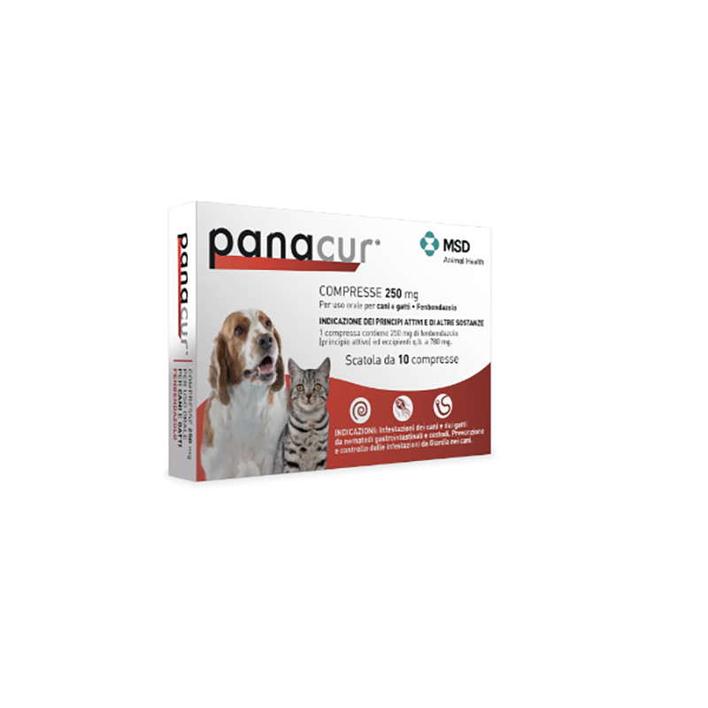 Panacur 250mg Farmaco Veterinario per Infezioni Intestinali di Cani e Gatti 10 Compresse Singole