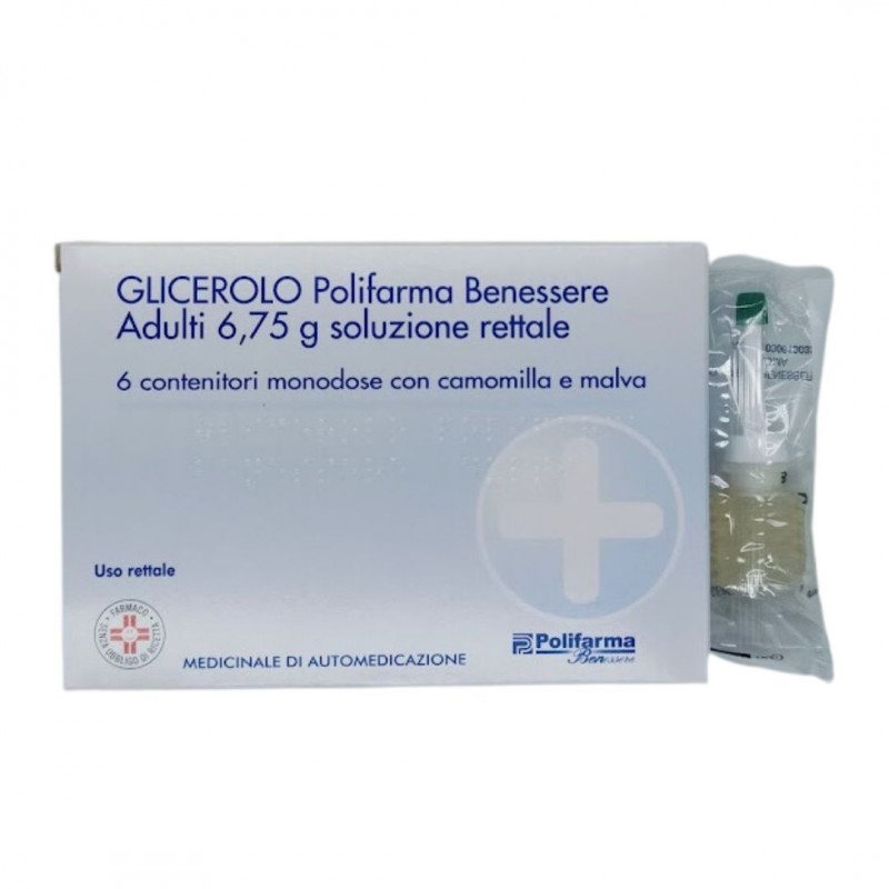 Scatola con Polifarma Benessere Glicerolo Adulti 6 Microclismi Singoli