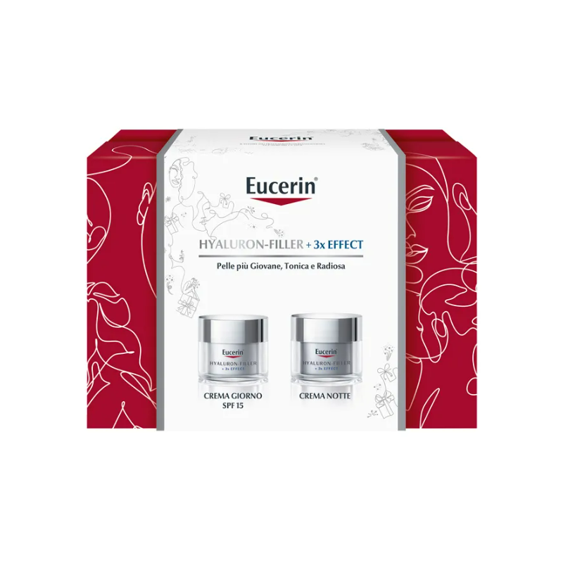 Eucerin Hyaluron Filler +3x Effect Cofanetto Natale Antirughe Crema Giorno SPF15 + Crema Notte 50ml