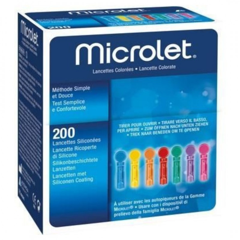 Bayer Microlet Lancette Pungidito Colorate Per La Misurazione Della  Glicemia 200 Lancette