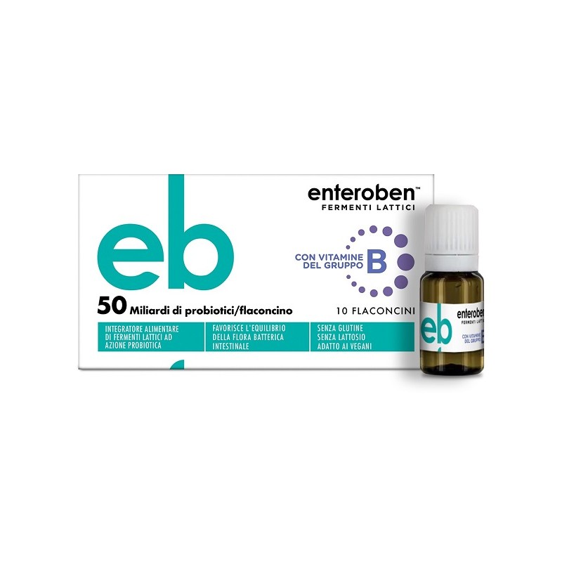 confezione di Enteroben 50 Miliardi Integratore per Intestino 10 Flaconcini Singoli confezione di Enteroben 50 Miliardi Integratore per Intestino 10 Flaconcini Singoli