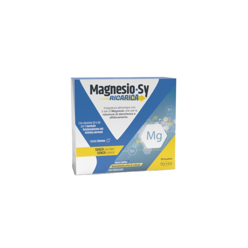 Scatola del Magnesio Sy Ricarica Integratore per Sistema Nervoso 20 Bustine