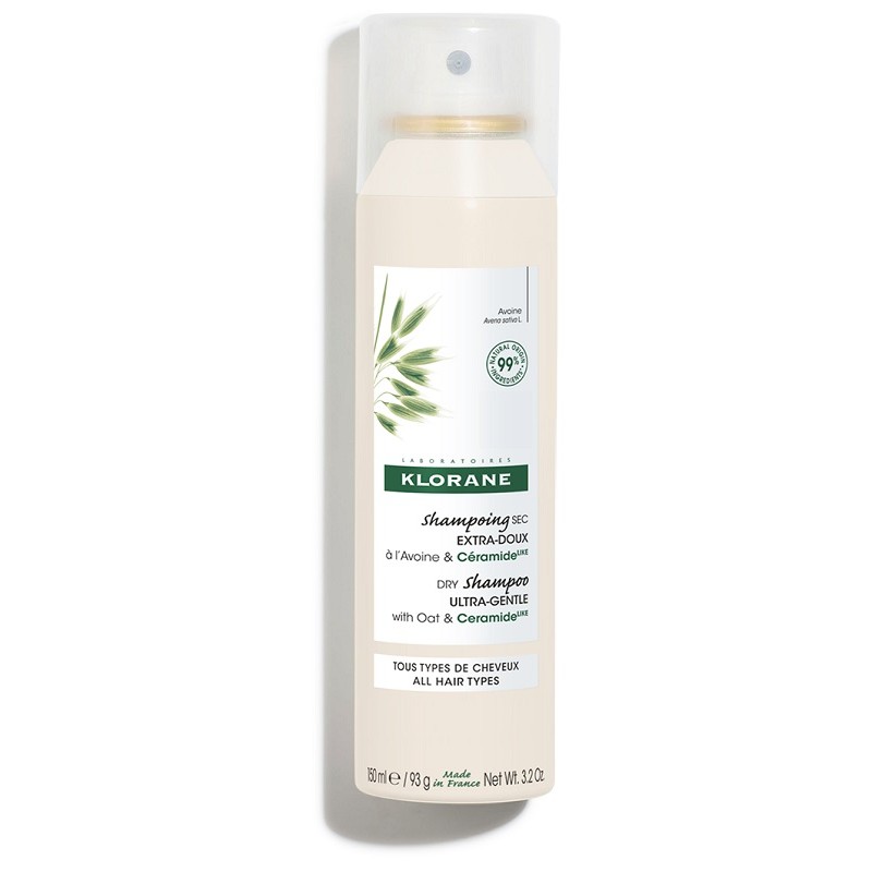 confezione di Klorane Shampoo Secco Extra Delicato Avena & Ceramide Spray 150ml