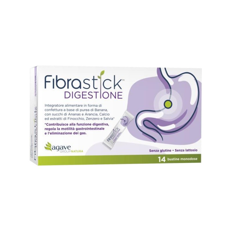 Confezione con Fibrastick Digestione Integratore per Digestione 14 Bustine Singole