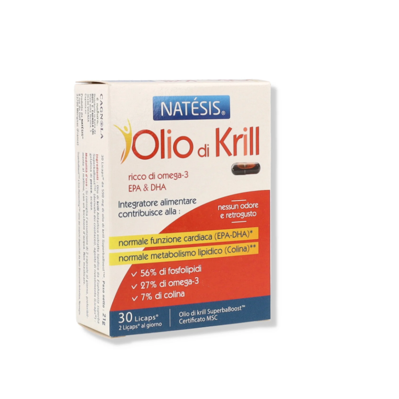 Scatola con Dr. Cagnola Olio di Krill Omega 3 Integratore per Cuore e Colesterolo 30 Capsule Singole