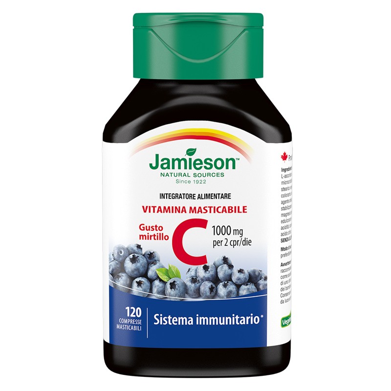 Barattolo con Jamieson Vitamina C 1000 Mirtillo Integratore Energizzante 120 Compresse Singole Barattolo con Jamieson Vitamina C 1000 Mirtillo Integratore Energizzante 120 Compresse Singole