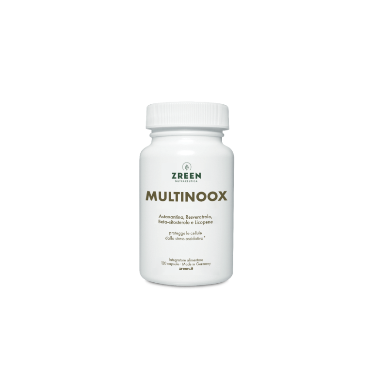 Barattolo con Zreen Natugena Multinoox Integratore Antiossidante e Multivitaminico 120 Capsule Singole