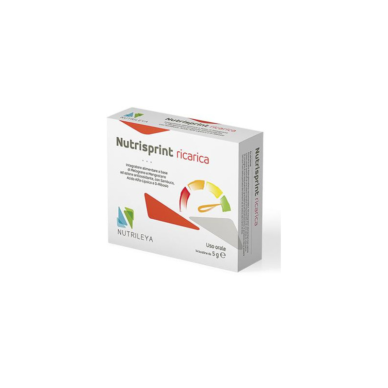 Scatola con Nutrisprint Ricarica Integratore Energizzante 14 Bustine Singole Scatola con Nutrisprint Ricarica Integratore Energizzante 14 Bustine Singole