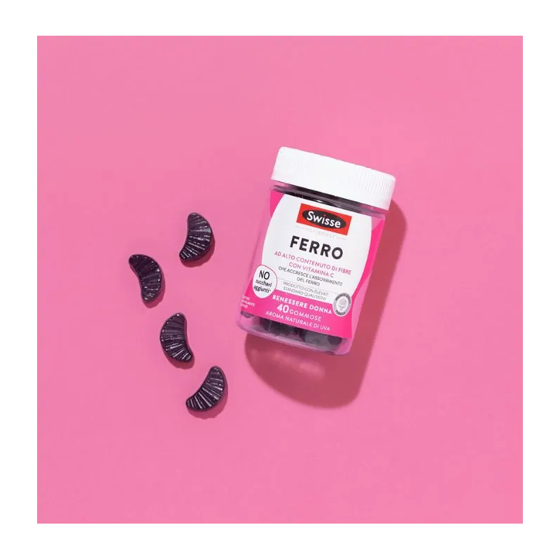 barattolo e caramelle gommose Swisse Ferro Integratore per Assorbimento Ferro barattolo e caramelle gommose Swisse Ferro Integratore per Assorbimento Ferro