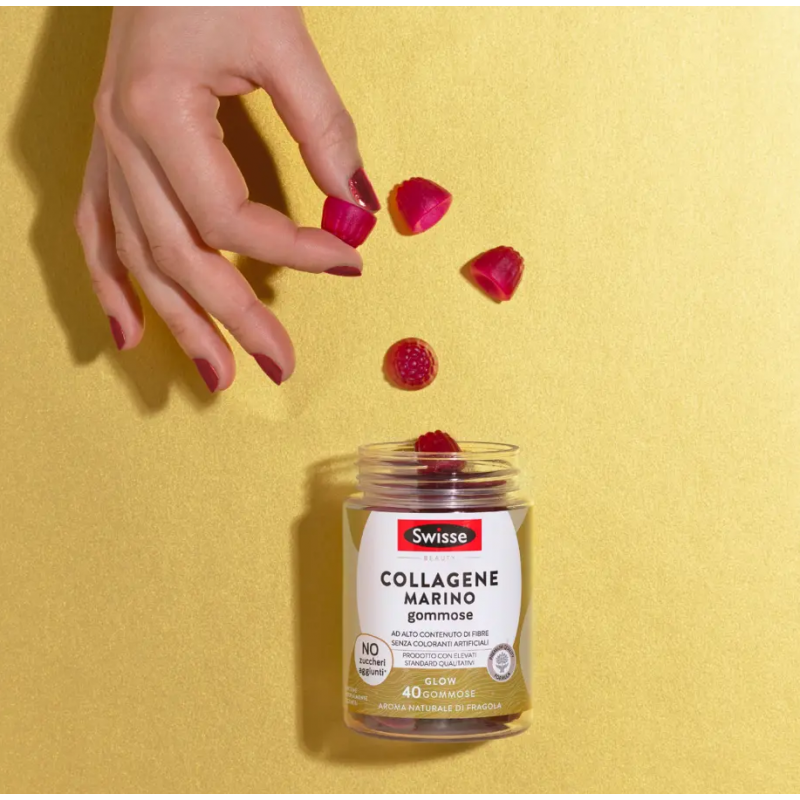 barattolo e gommose Swisse Collagene Marino Integratore per Pelle da 40 caramelle