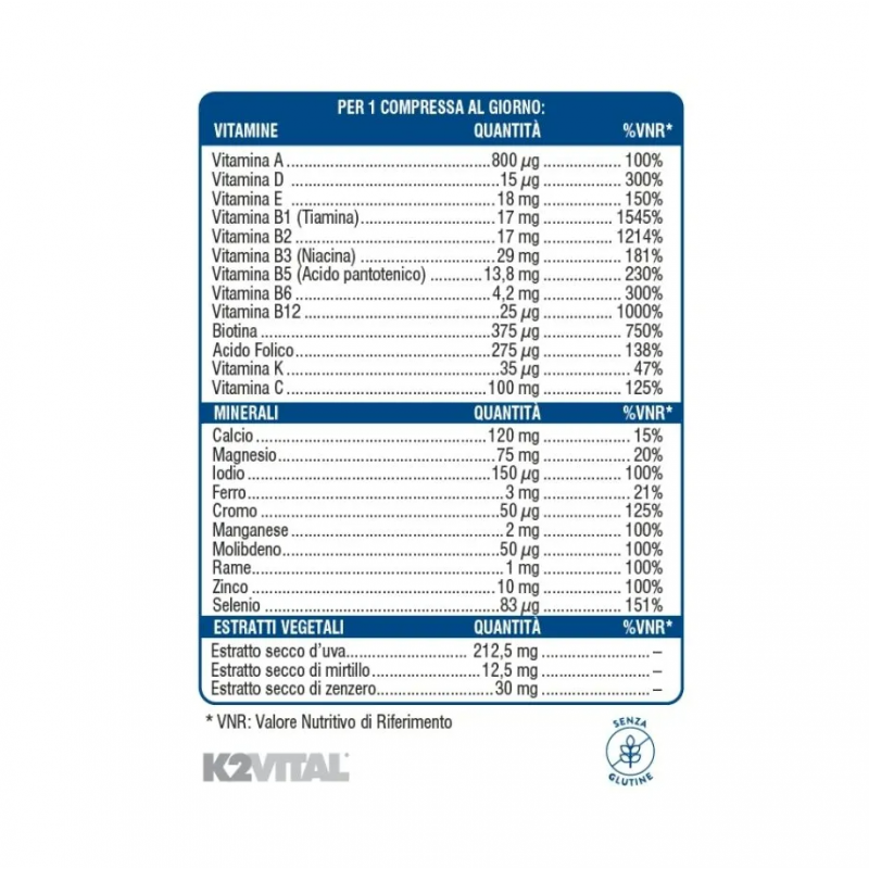 valori nutritivi Swisse Uomo 50+ Multivitaminico Integratore per Uomini dai 50 Anni 30 Compresse valori nutritivi Swisse Uomo 50+ Multivitaminico Integratore per Uomini dai 50 Anni 30 Compresse