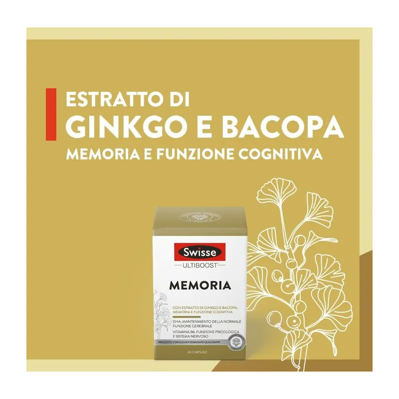 ingredienti Swisse Ultiboost Memoria Integratore per Memoria e Concentrazione 60 Capsule