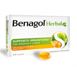 scatola e passtiglia Benagol Herbal Gusto Miele Integratore per Sistema Immunitario 48 Pastiglie