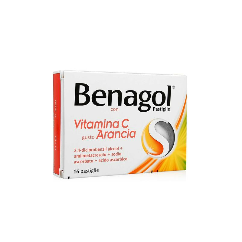 scatola Benagol Vitamina C 16 Pastiglie Arancia per Mal di Gola