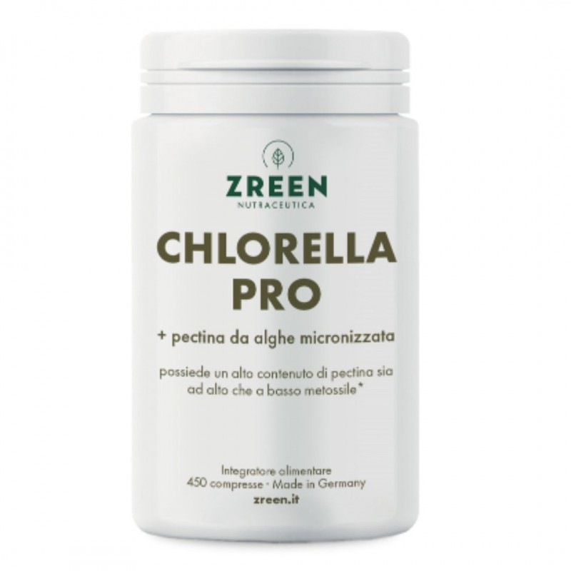 Barattolo di Zreen Natugena Chlorella Pro Integratore Detossinante 450 Compresse