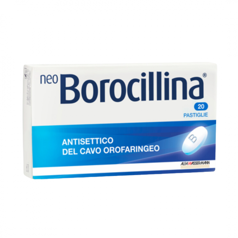 scatola NeoBorocillina 16 Pastiglie 1,2 + 20 mg Gusto Menta per Mal di Gola