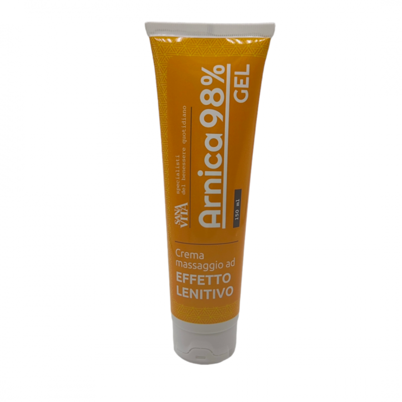 fronte tubo del Sanavita Arnica Gel Forte al 98% Lenitiva 150ml