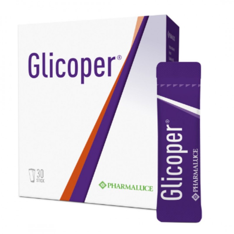Confezione delle bustine di Glicoper Integratore Controllo Glicemia 30 Stick