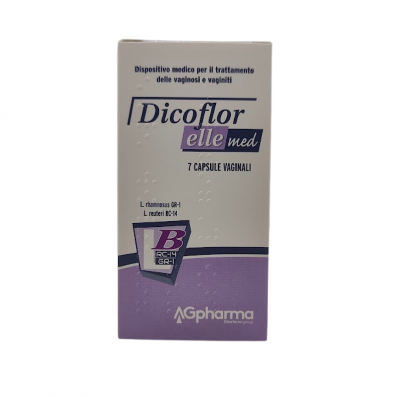 fronte Scatola di Dicoflor Elle Integratore per Flora Batterica Vaginale 28 Capsule