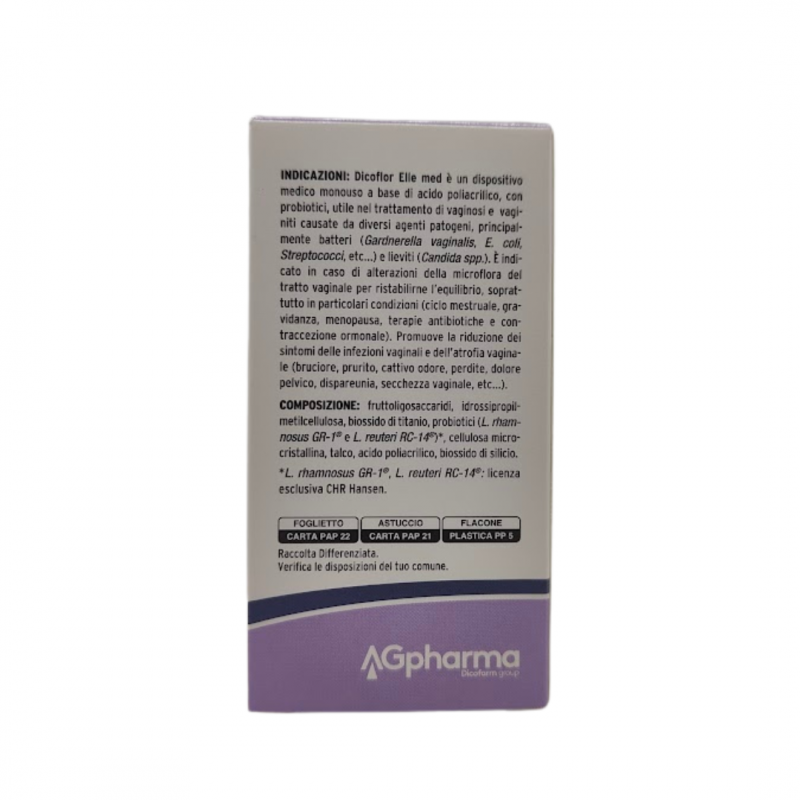 Retro scatola Dicoflor Elle Integratore per Flora Batterica Vaginale 28 Capsule