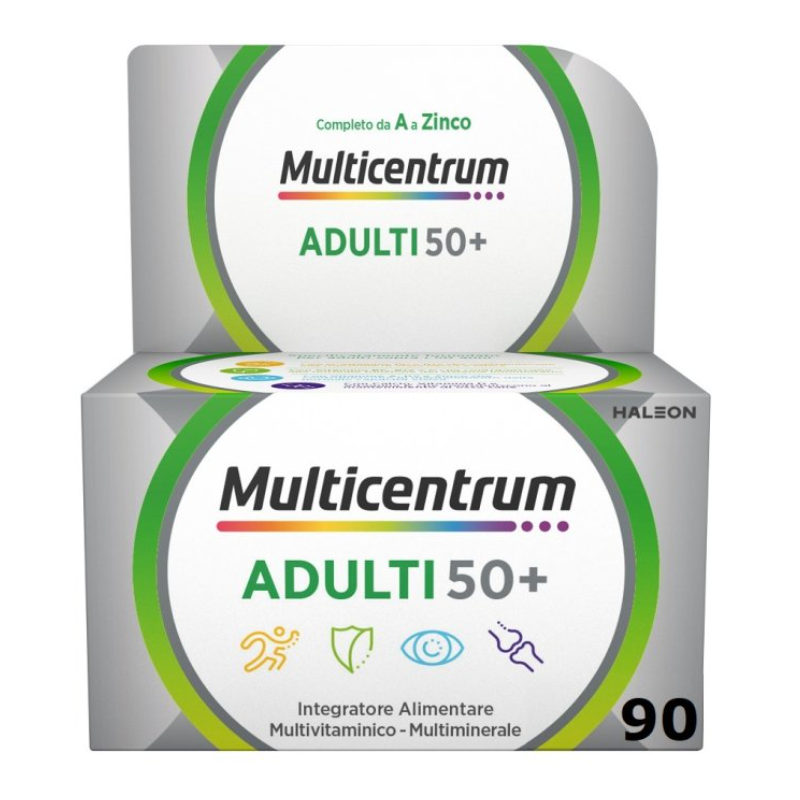 scatola Multicentrum Select 50 + Multivitaminico per Adulti dai 50 anni 90 Compresse