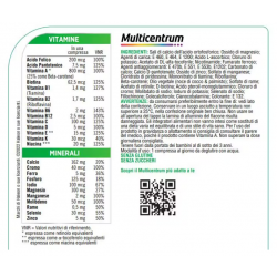 ingredienti di Multicentrum Integratore Multivitaminico Multiminerale per Adulti 30 Compresse