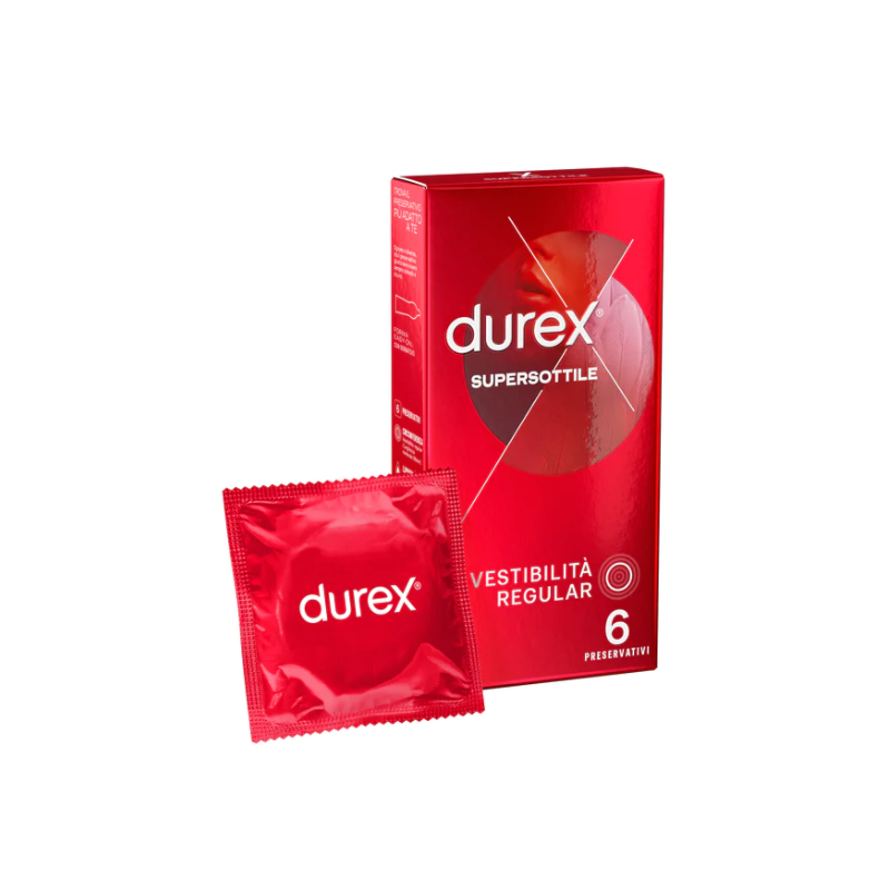 confezione e frofilattico Durex Contatto Comfort 6 Profilattici Sottili Easy-On