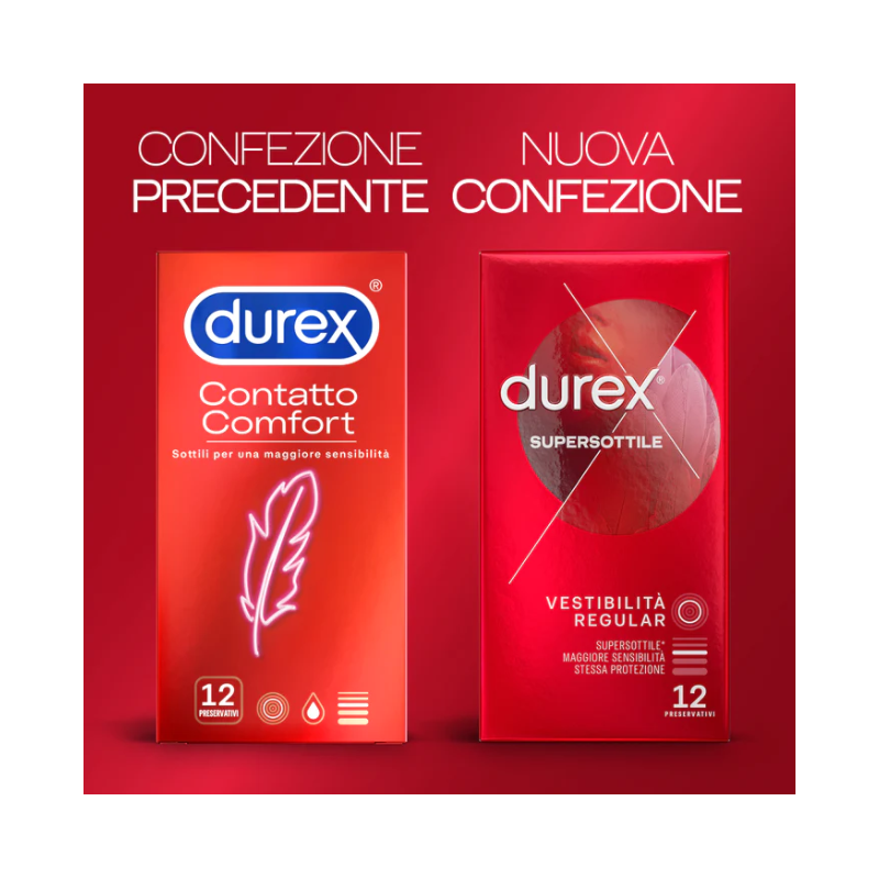 nuova confezione di Durex Supersottili Easy-On 12 Profilattici