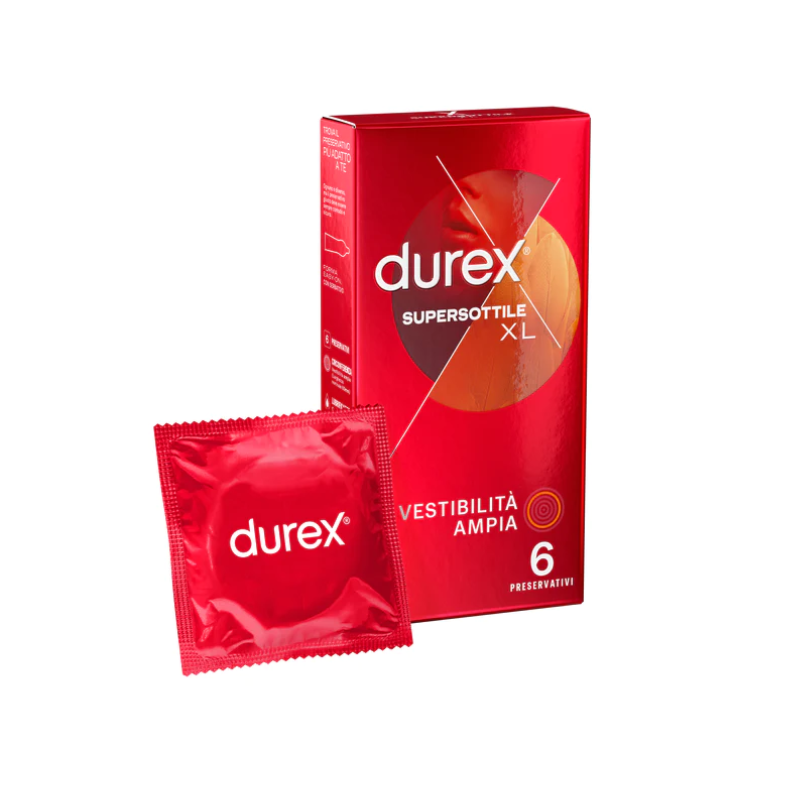 scatola e profilattico Durex Supersottile XL 6 Profilattici