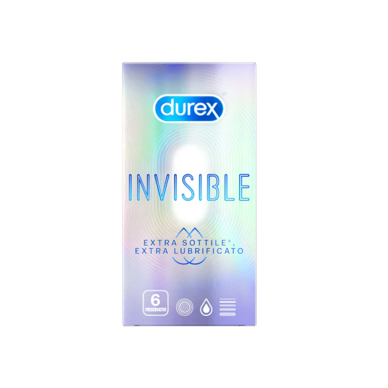 scatola di Durex Invisibile Extra Sottile Extra Lubrificato 6 Preservativi