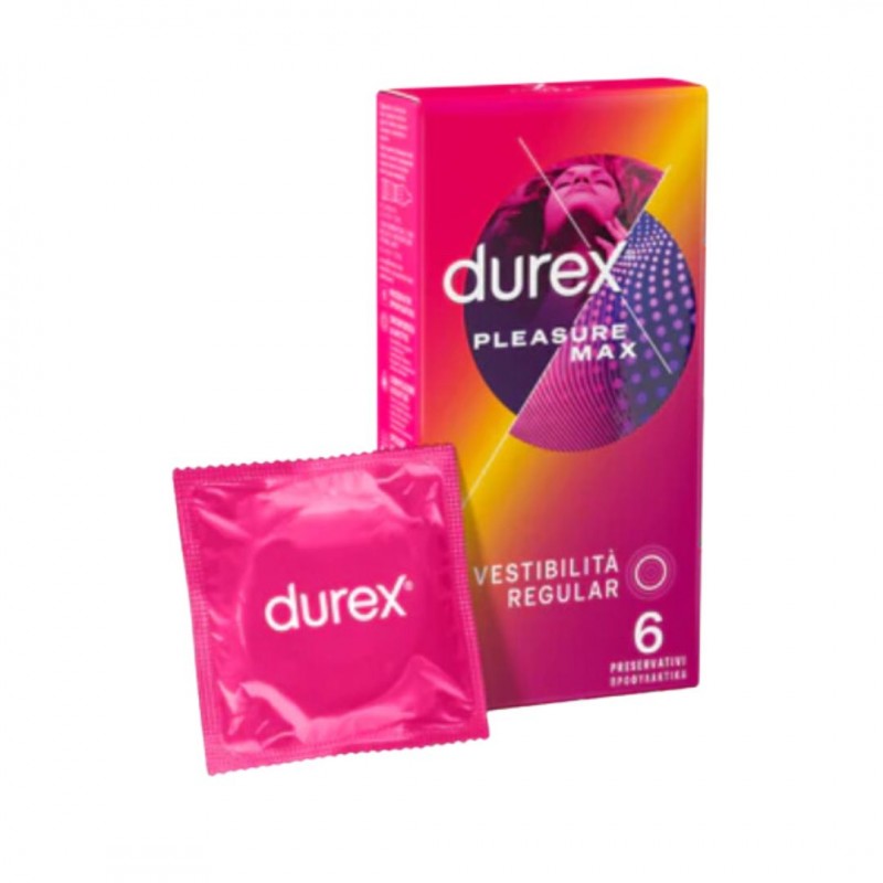 scatola di Durex PleasureMax 6 Profilattici Stimolanti Easy-On