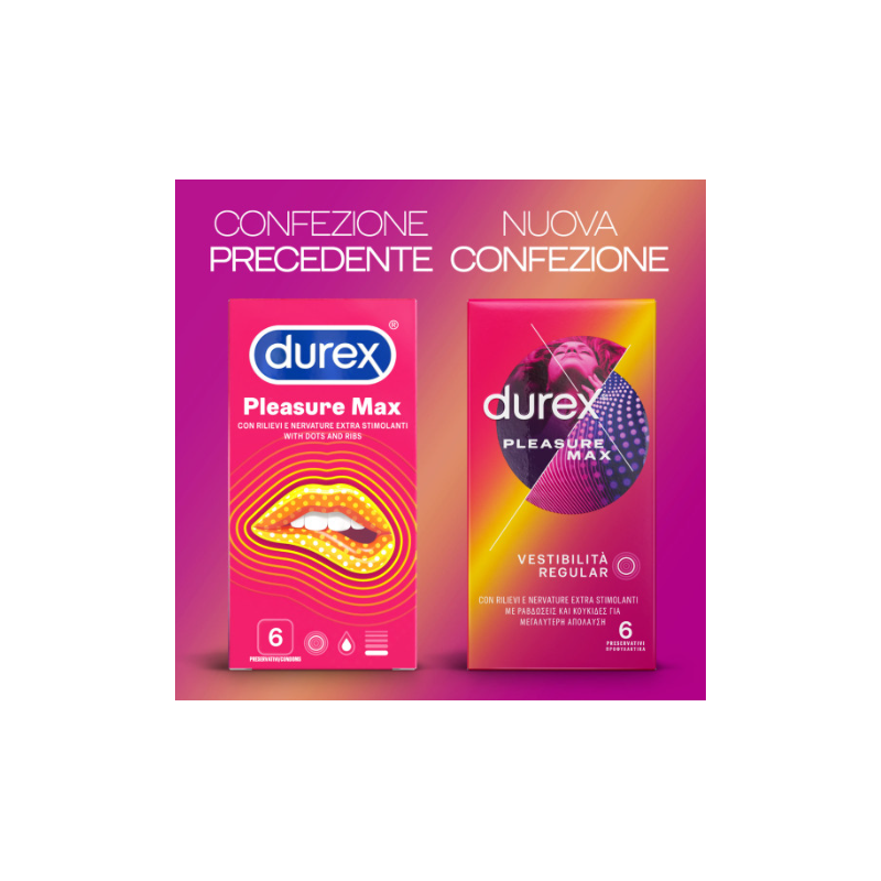 nuova confezione di Durex PleasureMax 6 Profilattici Stimolanti Easy-On