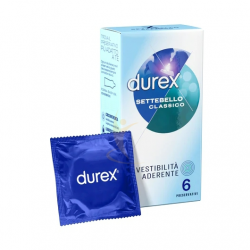 preservativo e scatola di Durex Settebello 6 Profilattici Classici