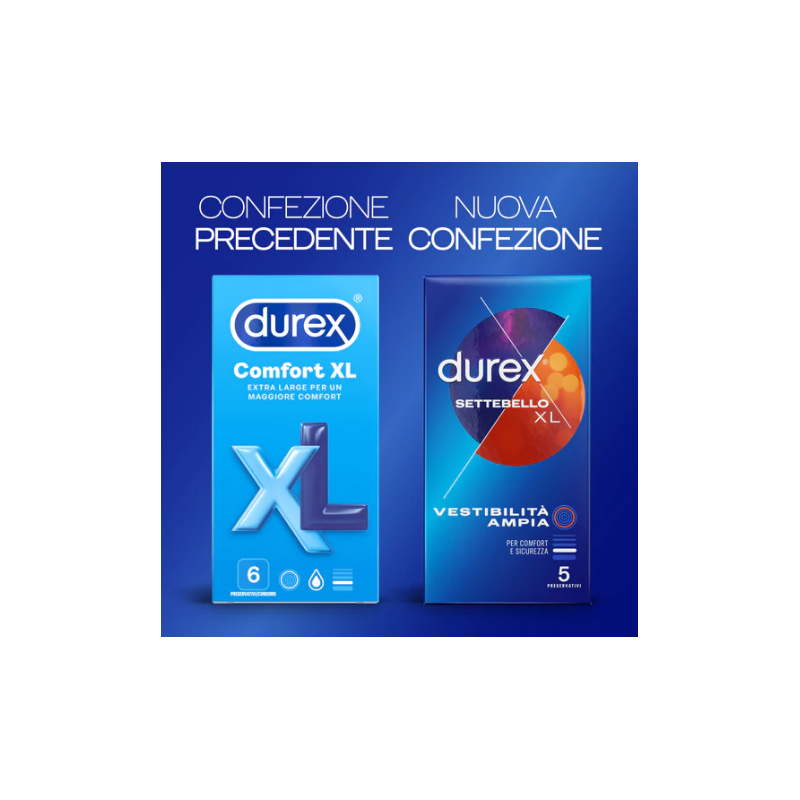 nuova confezione di Durex Settebello Profilattici XL 5 Pezzi