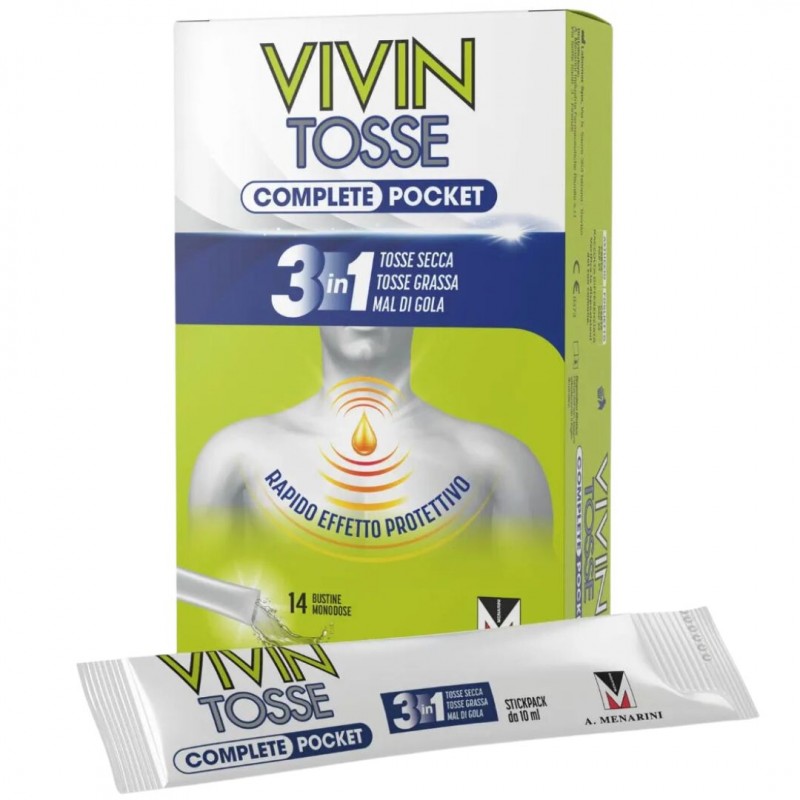 Bustine di Vivin Tosse Complete Pocket per Tosse Grassa, Secca e Mal di Gola