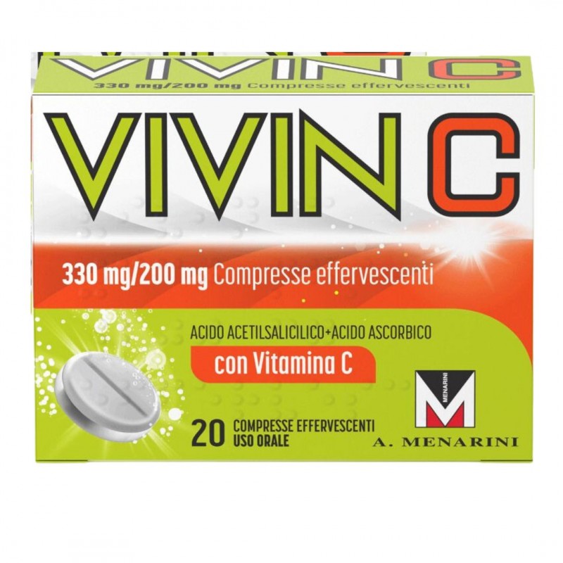 Confezione di Vivin C per Raffreddore e Influenza 20 Compresse Effervescenti 330 mg + 200 mg