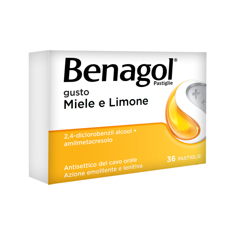 confezione di Benagol Gusto Miele e Limone per Mal di Gola 36 Pastiglie