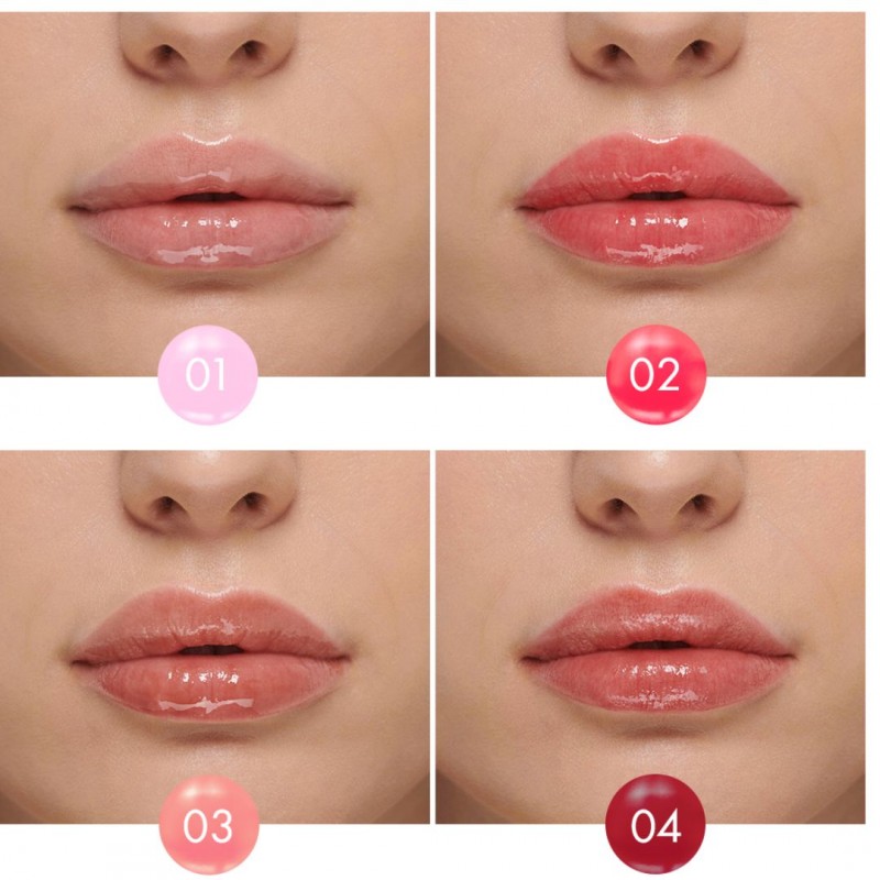 Swatch dei lip gloss sulle labbra di Goovi Lip Oil Gel Labbra Idratante Swatch dei lip gloss sulle labbra di Goovi Lip Oil Gel Labbra Idratante