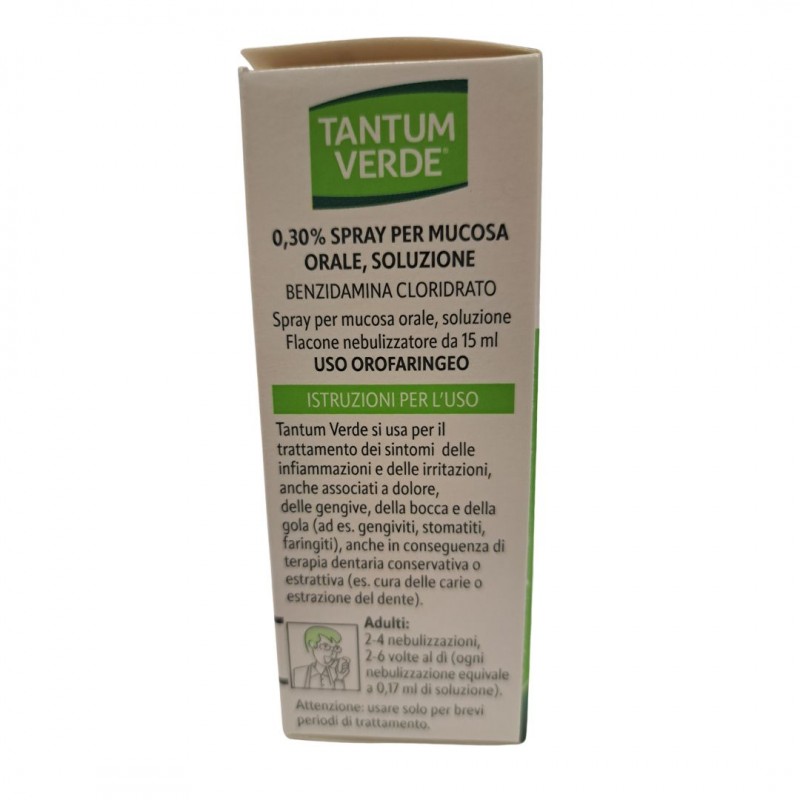 Tantum Verde Spray per Adulti 15 ml 0,3 % per Mal di Gola e Irritazioni della Bocca