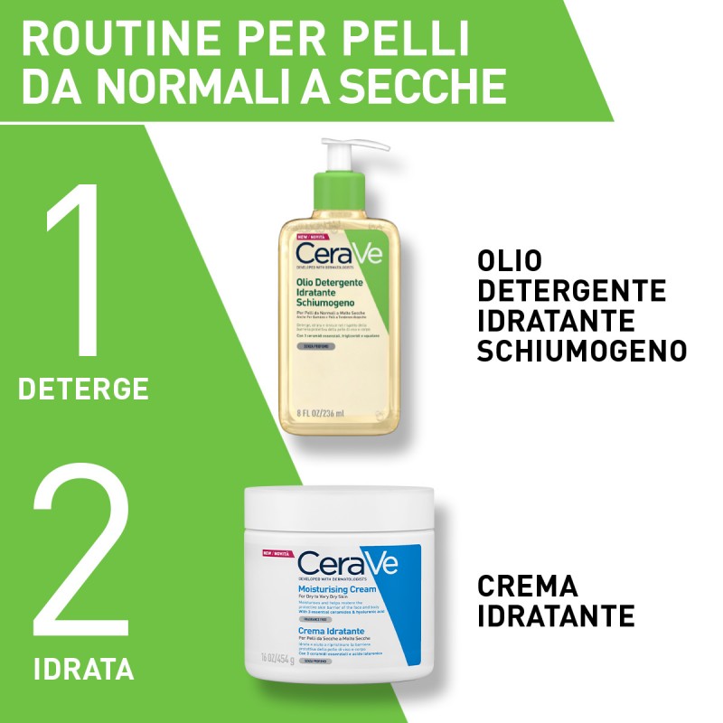 ruotine con CeraVe Olio Detergente Idratante Schiumogeno Flacone 236ml ruotine con CeraVe Olio Detergente Idratante Schiumogeno Flacone 236ml