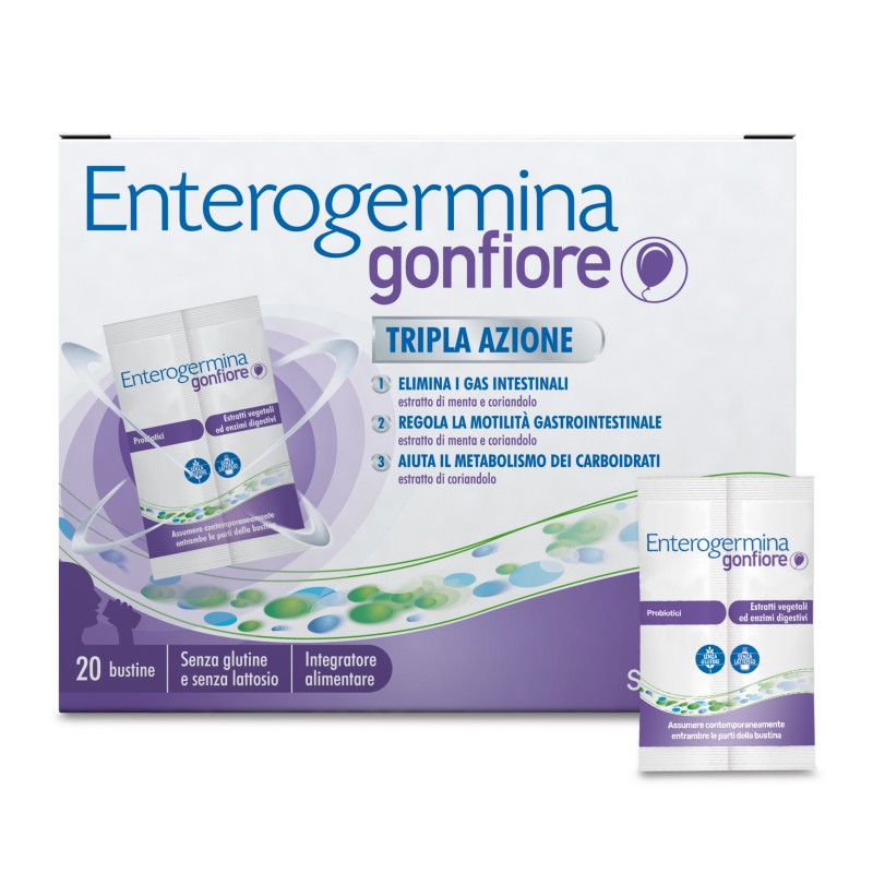 confezione di Enterogermina Gonfiore Integratore per Intestino 20 Bustine