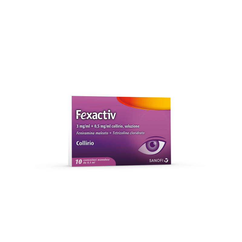 confezione di Fexactiv Collirio per Allergia e Occhi Rossi Monodose 10 Flaconcini