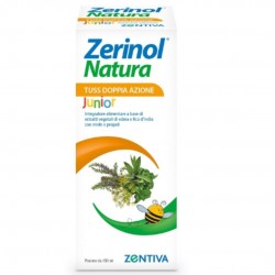 Flacone esterno di Zerinol Natura Tuss Junior Doppia Azione Sciroppo per Tosse Bambini 150ml Flacone esterno di Zerinol Natura Tuss Junior Doppia Azione Sciroppo per Tosse Bambini 150ml