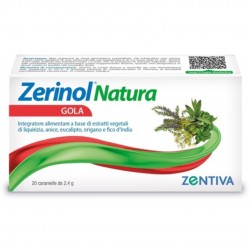 Confezione esterna di Zerinol Natura Gola Integratore Balsamico Mal di Gola 20 Caramelle Confezione esterna di Zerinol Natura Gola Integratore Balsamico Mal di Gola 20 Caramelle