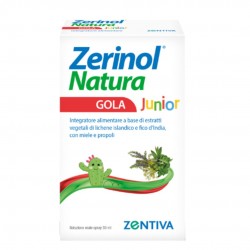 Confezione esterna di Zerinol Natura Gola Junior Spray Bambini per Mal di Gola 30ml Confezione esterna di Zerinol Natura Gola Junior Spray Bambini per Mal di Gola 30ml