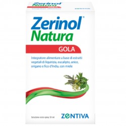 Confezione esterna di Zerinol Natura Gola Integratore Mal di Gola Spray Adulti 30ml Confezione esterna di Zerinol Natura Gola Integratore Mal di Gola Spray Adulti 30ml