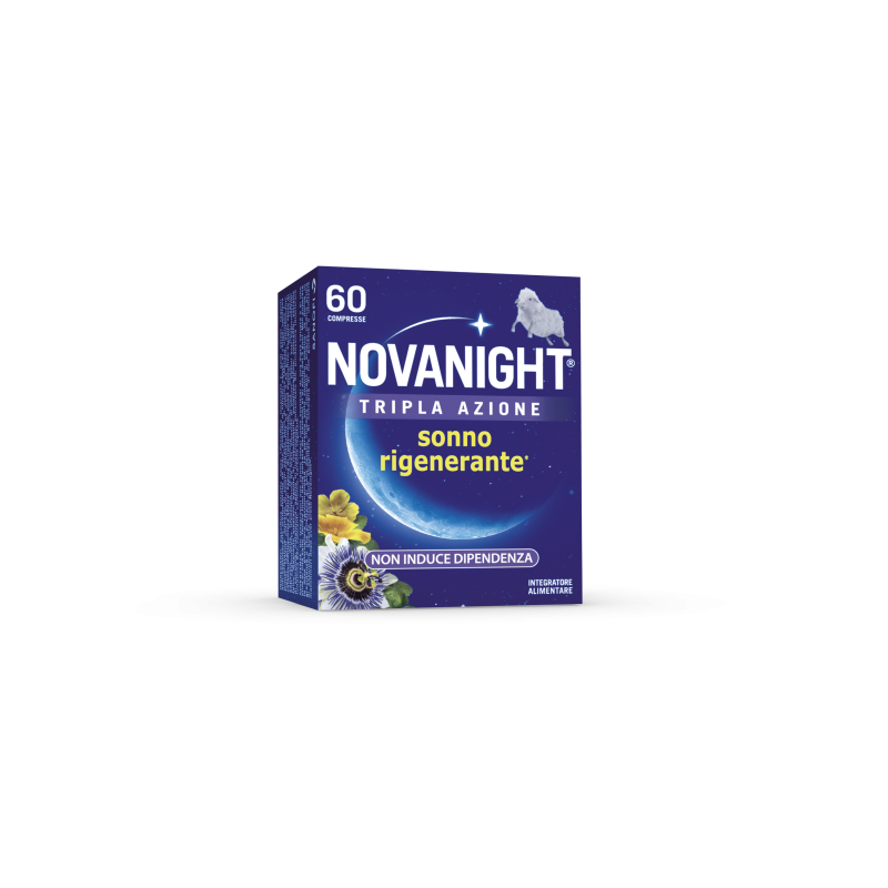 confezione di Novanight Tripla Azione Rilascio Istantaneo per Sonno e Riposo Doppio Formato 30+30 Compresse