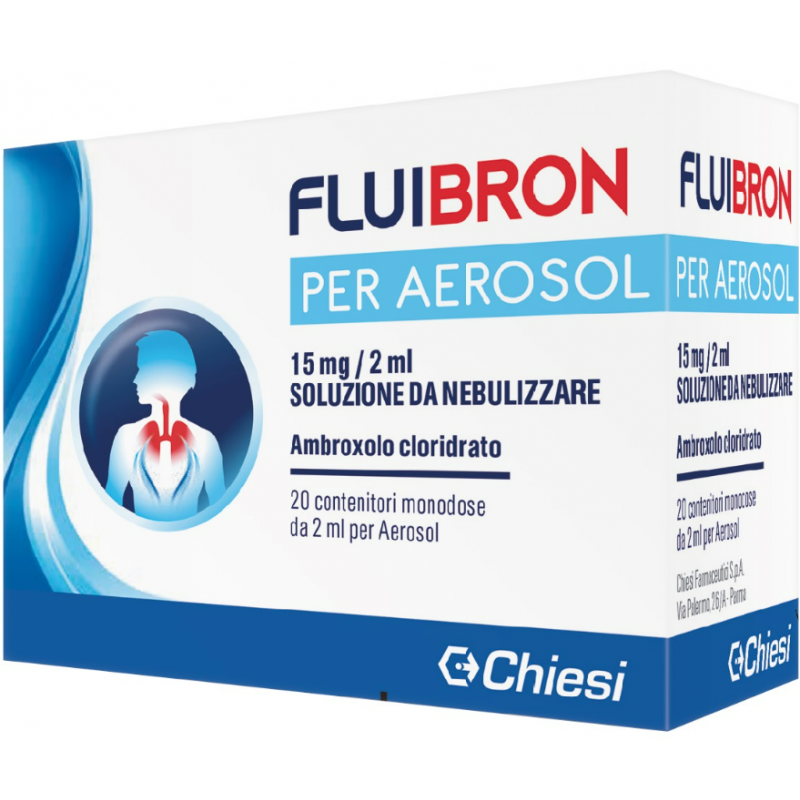 Fluibron Aerosol Mucolitico per Tosse e Catarro 20 Flaconcini 15 mg 2 ml scatola