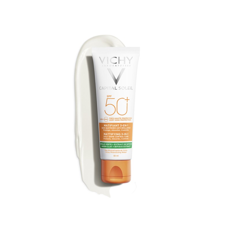 texture Vichy Solare Crema Anti Acne Purificante SPF50+ 50ml