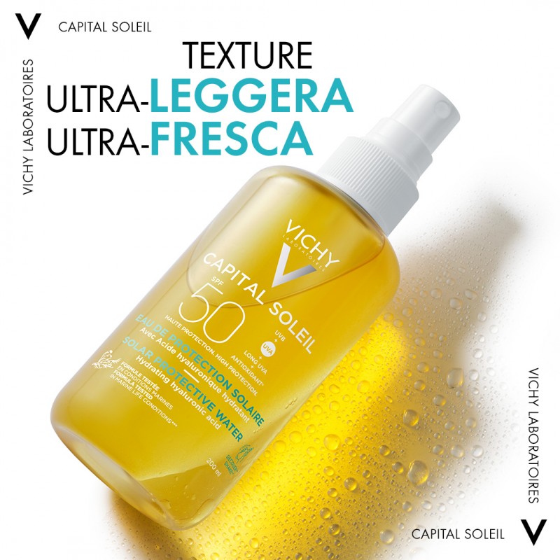 Vichy Ideal Soleil Acqua Solare Idratante Corpo texture leggera e fresca